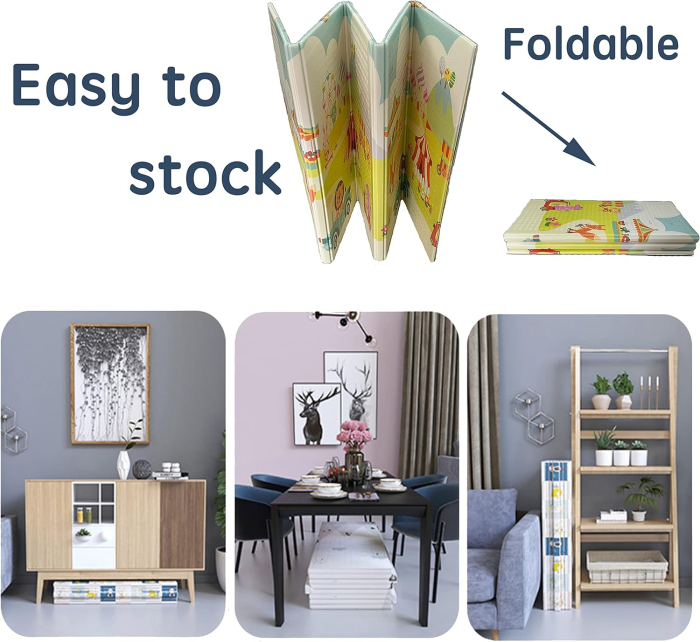 Covor de joaca termic pentru copii XXL, 200x180x1cm, Material XPE de inalta densitate, 2 fete, Pliabil, Impermeabil, non-toxic, Ecologic, Antialunecare, Izolant, Interactiv si educativ [7]