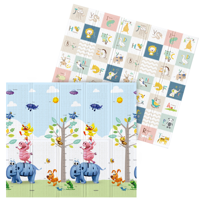 Covor de joaca termic pentru copii XXL, Vichema®, 200x180x1 cm, Material XPE de inalta densitate, 2 fete, Pliabil, Impermeabil, non-toxic, Ecologic, Antialunecare, Izolant, Interactiv si educativ, pen [4]