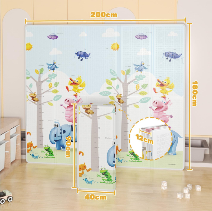 Covor de joaca termic pentru copii XXL, Vichema®, 200x180x1 cm, Material XPE de inalta densitate, 2 fete, Pliabil, Impermeabil, non-toxic, Ecologic, Antialunecare, Izolant, Interactiv si educativ, pen [7]