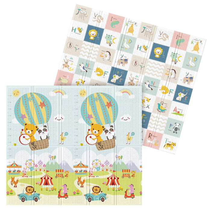 Covor de joaca termic pentru copii XXL, VichemaToys®, 200x180x1.5 cm, Material XPE de inalta densitate, 2 fete, Pliabil, Impermeabil, non-toxic, Ecologic, Antialunecare [6]