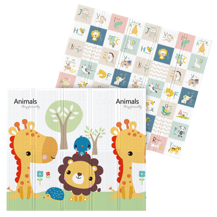 Covor de joaca termic pentru copii XXL, VichemaToys, 200x180x1.5 cm, Material XPE de inalta densitate, 2 fete, Pliabil, Impermeabil, Antialunecare, Izolant, Interactiv [8]