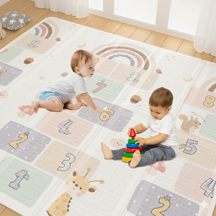 Covoras de joaca pentru copii XXL, 200x180x1.5 cm, Termic, 2 fete, Pliabil, Impermeabil, non-toxic, Ecologic, Antialunecare, Izolant, Interactiv [7]