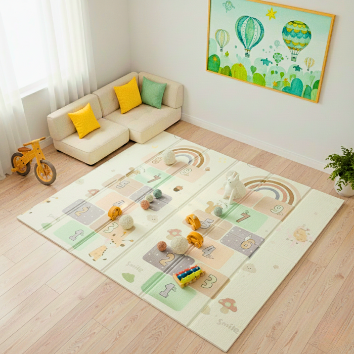 Covoras de joaca pentru copii XXL, 200x180x1.5 cm, Termic, 2 fete, Pliabil, Impermeabil, non-toxic, Ecologic, Antialunecare, Izolant, Interactiv [4]