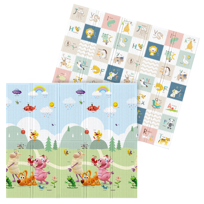 Covor de joaca termic pentru copii XXL, VichemaToys®, 200x180x1.5cm, Material XPE de inalta densitate, 2 fete, Pliabil, Impermeabil, non-toxic, Ecologic, Antialunecare, Izolant, Educativ [6]