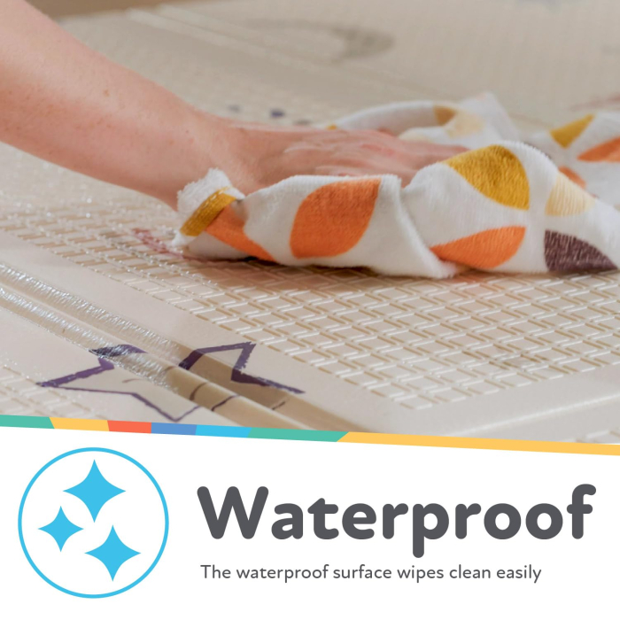 Covor de joaca termic pentru copii XXL, VichemaToys,  200x180x1 cm, Material XPE de inalta densitate, 2 fete, Pliabil, Impermeabil, non-toxic, Ecologic, Antialunecare, Izolant [7]