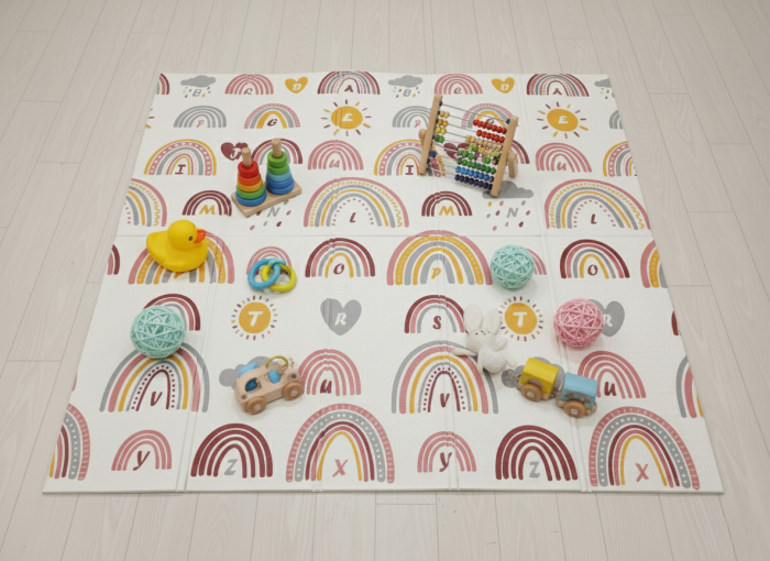 Covor de joaca termic pentru copii XXL, VichemaToys,  200x180x1 cm, Material XPE de inalta densitate, 2 fete, Pliabil, Impermeabil, non-toxic, Ecologic, Antialunecare, Izolant [2]