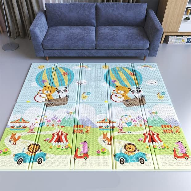 Covoras de joaca termic pentru bebelusi si copii XXL 200x180x2cm, Spuma XPE, Balon cu aer cald/Alfabet [1]