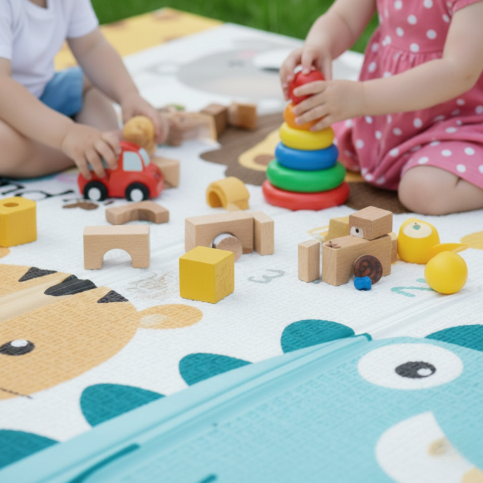 Covoras de joaca termic pentru copii XXL, 200x180x1 cm, Spuma XPE de inalta densitate, Impermeabil, non-toxic, Ecologic, Antialunecare, Izolator [5]