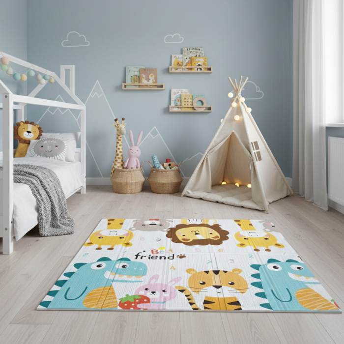 Covoras de joaca termic pentru copii XXL, 200x180x1 cm, Spuma XPE de inalta densitate, Impermeabil, non-toxic, Ecologic, Antialunecare, Izolator [4]