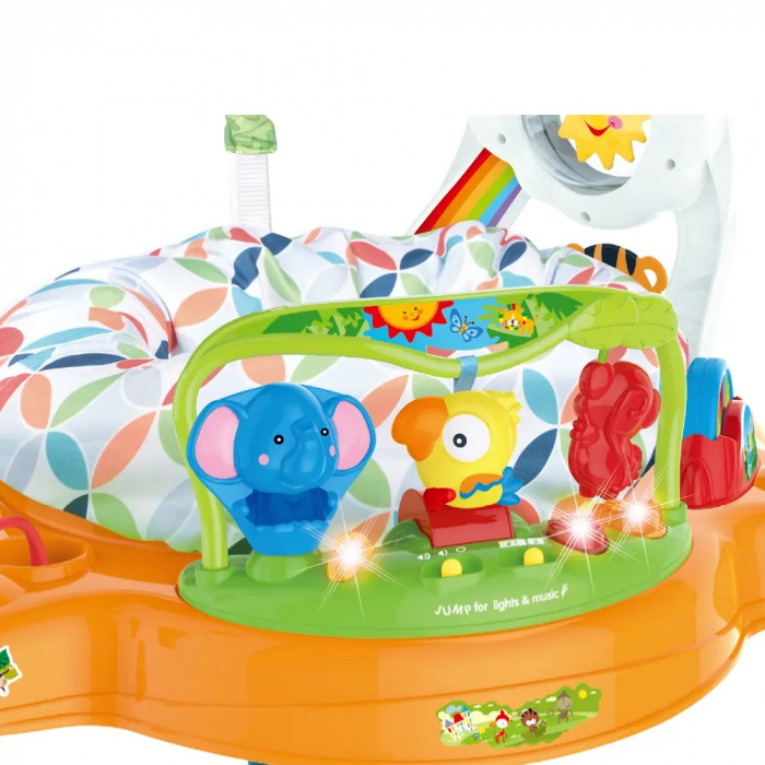Saritor pentru Copii  cu Centru de Activitati, Vichema®, Baby Jumper,  Scaun rotativ 360°, 3 trepte de inaltime, Sunete, Lumini, Accesorii atractive, Orange, 6 luni+ [6]