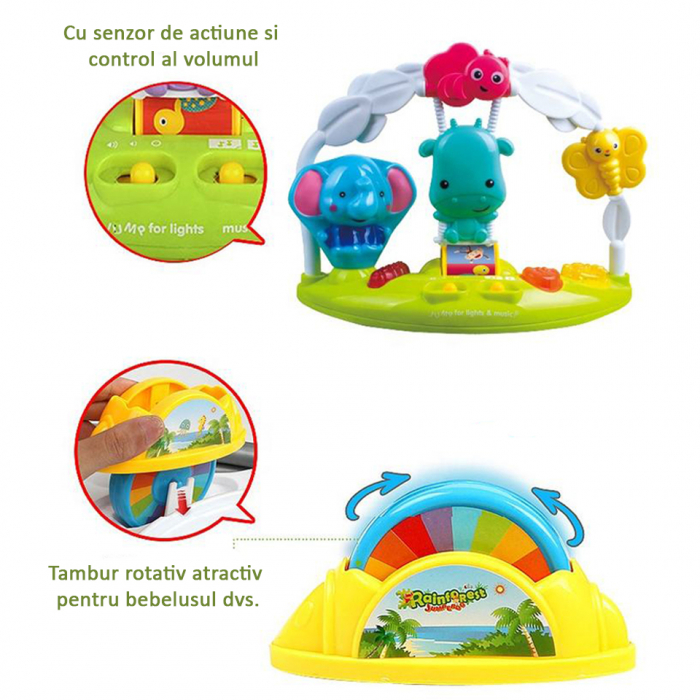 Saritor pentru Copii  cu Centru de Activitati, Vichema®, Baby Jumper,  Scaun rotativ 360°, 3 trepte de inaltime, Sunete, Lumini, Accesorii atractive, Orange, 6 luni+ [4]
