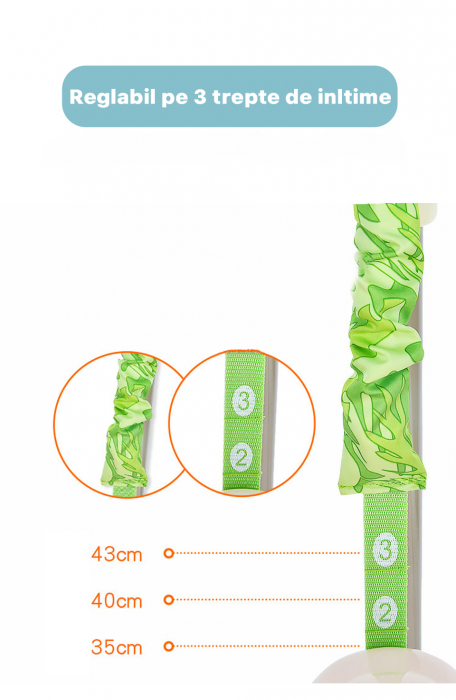 Saritor pentru copii cu Centru de Activitati Vichema®, Baby Jumper, Scaun rotativ 360°, 3 trepte de inaltime, Sunete, Lumini, Accesorii , Verde, 6 luni+ [4]
