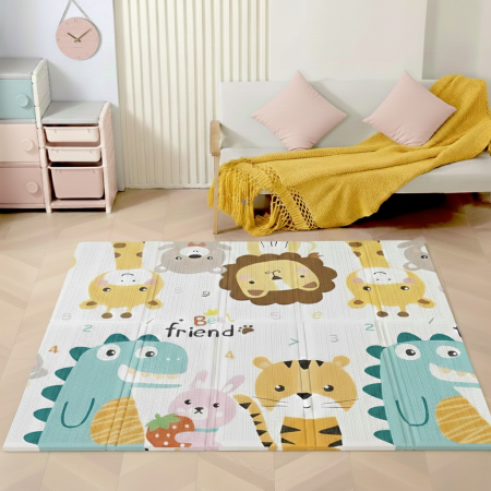 Covorase de joaca - Covor de joaca termic pentru copii XXL, 200x180x1.5 cm, Material XPE de inalta densitate, 2 fete, Pliabil, Impermeabil, non-toxic, Ecologic, Antialunecare, Animale Izolant, Interactiv si