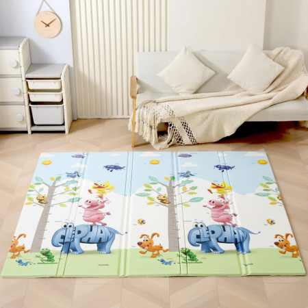 Covorase de joaca - Covor de joaca termic pentru copii XXL, VichemaToys®, 200x180x1.5 cm, Material XPE de inalta densitate, 2 fete, Pliabil, Impermeabil, non-toxic, Ecologic, Antialunecare, Izolant, Interactiv si educati