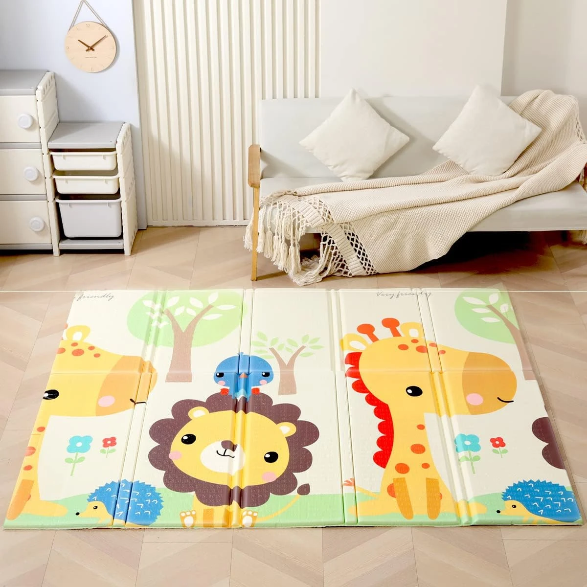 Covorase de joaca - Covor de joaca termic pentru copii XXL, VichemaToys, 200x180x1.5 cm, Material XPE de inalta densitate, 2 fete, Pliabil, Impermeabil, Antialunecare, Izolant, Interactiv