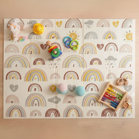 Covorase de joaca - Covor de joaca termic pentru copii XXL, VichemaToys,  200x180x1 cm, Material XPE de inalta densitate, 2 fete, Pliabil, Impermeabil, non-toxic, Ecologic, Antialunecare, Izolant