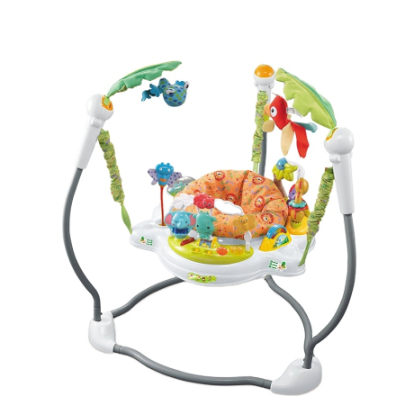 Jumper bebelusi - Saritor pentru copii cu Centru de Activitati Vichema®, Baby Jumper, Scaun rotativ 360°, 3 trepte de inaltime, Sunete, Lumini, Accesorii, ALB, 6 luni+