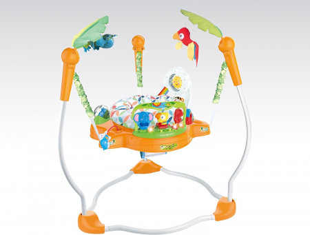 Jumper bebelusi - Saritor pentru Copii  cu Centru de Activitati, Vichema®, Baby Jumper,  Scaun rotativ 360°, 3 trepte de inaltime, Sunete, Lumini, Accesorii atractive, Orange, 6 luni+