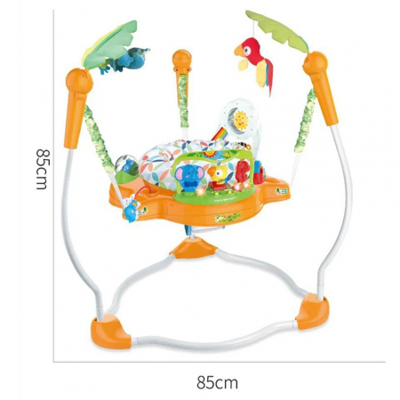 Saritor pentru Copii  cu Centru de Activitati, Vichema®, Baby Jumper,  Scaun rotativ 360°, 3 trepte de inaltime, Sunete, Lumini, Accesorii atractive, Orange, 6 luni+ [1]