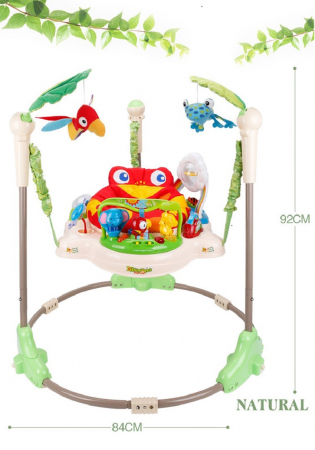 Saritor pentru copii cu Centru de Activitati Vichema®, Baby Jumper, Scaun rotativ 360°, 3 trepte de inaltime, Sunete, Lumini, Accesorii , Verde, 6 luni+ [1]