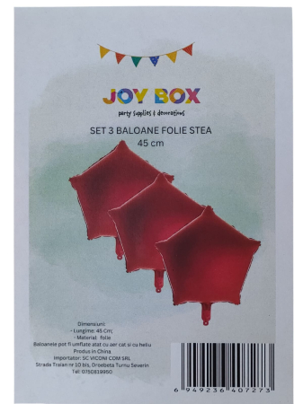 JUCARII SI ACCESORII PETRECERE - BALOANE FOLIE STEA 3/SET