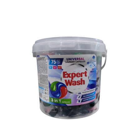 SOLUTII VASE - Capsule pentru spalat rufe 3in 1 Expert WASH 75 buc
