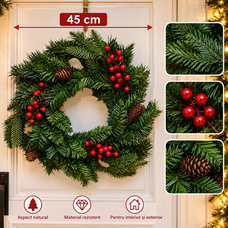 FLORI ARTIFICIALE - Coronita Craciun (45cm diam)YR033W 25A 4.28