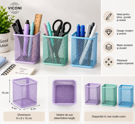 PAPETARIE - Suport pentru pixuri, metalic, 10 cm 26M 14-1