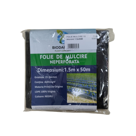 INSTALATII PT IRIGATII SI SERE - FOLIE MULCIRE 15 microni 1.5x50M