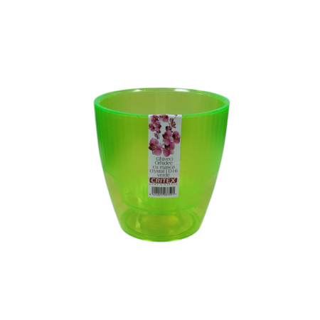 GHIVECE SI JARDINIERE - GHIVECI ORHIDEE cu masca cristal verde D16