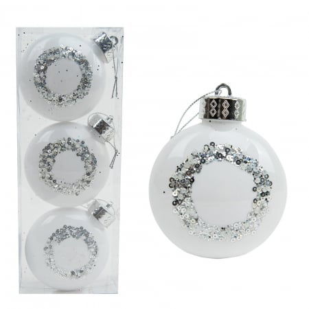 CRACIUN - GLOBURI (albe 3 buc)8.19