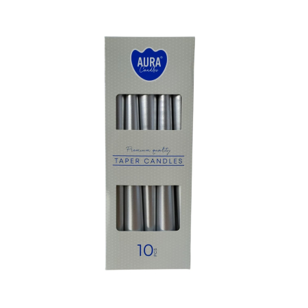 LUMANARI - LUMANARI CONICE ARGINTIU(10buc/set)30-271