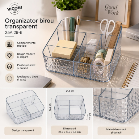 PRODUSE UZ CASNIC SI MENAJ - Organizator de birou transparent 25A 29-6