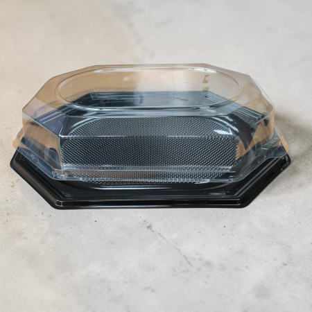 UNICA FOLOSINTA - PLATOU OVAL NEGRU + CAPAC 29.5*19*4.5 (5buc/set)