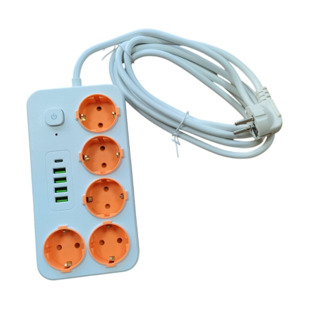PRELUNGITOARE - Prelungitor 5 prize, 4+1 porturi USB, 3m 26M 22-8