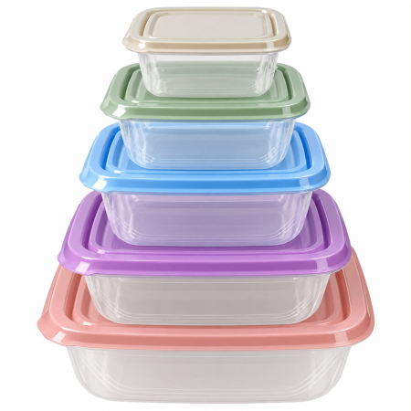 Import - Set 5 caserole cu capac, multicolore cu capac 25S 33-5