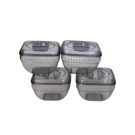 CUTII ALIMENTE, COSURI - SET PATRAT (4buc) CRISTAL CU CAPAC 450ml