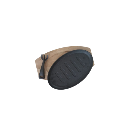 USTENSILE BUCATARIE - TIGAIE FONTA CU SUPORT LEMN 27X17.5CM