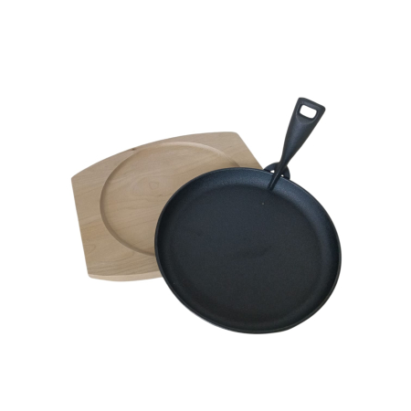 USTENSILE BUCATARIE - TIGAIE FONTA CU SUPORT LEMN ROT.22CM