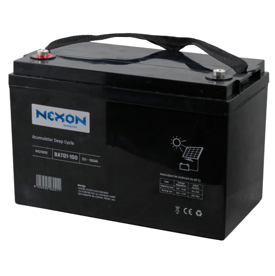 Ólom savas akkumulátor villanypásztorhoz, napelemhez, 12V 100Ah NEXON [1]