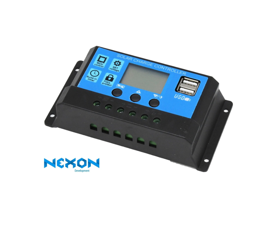 NEXON 12/24V 10A napelem töltésvezérlő USB-vel [2]