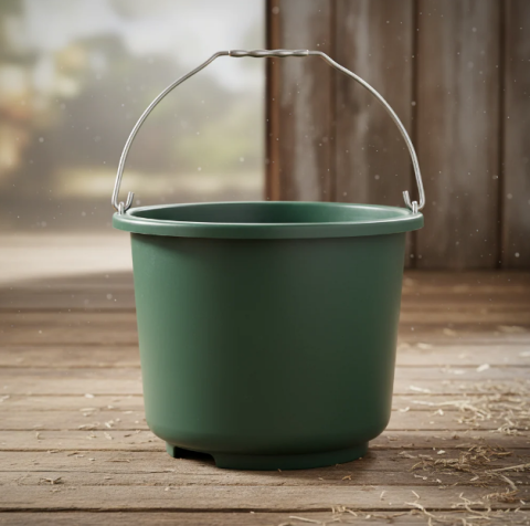Zootechnika - Zöld műanyag vödör, 12 literes – istállóba és építkezéshez, 33 cm