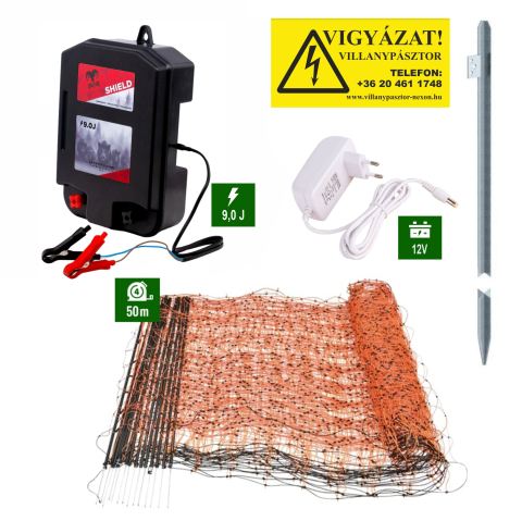 Villanypásztor csomagok - DALTOR 9J komplett villanypásztor szett 50 m hálóval és hálózati adapterrel