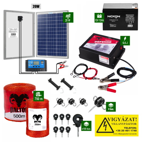 Nagytestű állatok - DALTOR Defense 6,6J napelemes villanypásztor rendszer 750 m vezetékkel