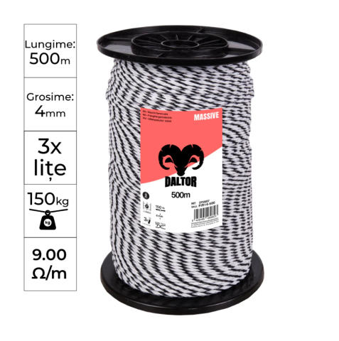 Villanypásztor zsinór/drót - DALTOR PROFESSIONAL zsinór 500m 3-fémszálas 150kg