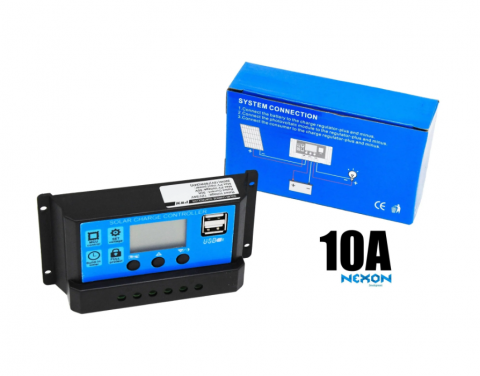 Napelemek - NEXON 12/24V 10A napelem töltésvezérlő USB-vel