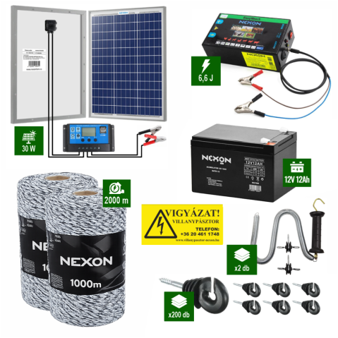 Vadállatok - Nexon 6,6J Napelemes villanypásztor 2000m vezeték 120Kg