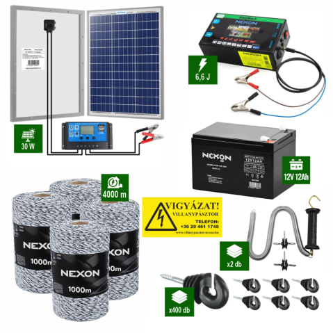 Vadállatok - Nexon 6,6J Napelemes villanypásztor 4000m vezeték 120Kg