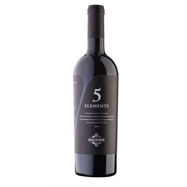 VIN ÎN STICLĂ - 5 ELEMENTE NEGRU - CABERNET SAUVIGNON, SHIRAZ, RARĂ NEAGRĂ, FETEASCĂ NEAGRĂ, MALBEC - ROSU SEC - EQUINOX WINERY 0.75L