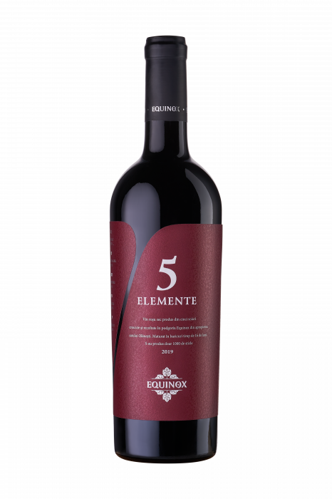 VIN ÎN STICLĂ - 5 ELEMENTE ROSU - RARĂ NEAGRĂ, MALBEC, SYRAH, CARMENERE & MERLOT - ROSU SEC - EQUINOX WINERY 0.75L